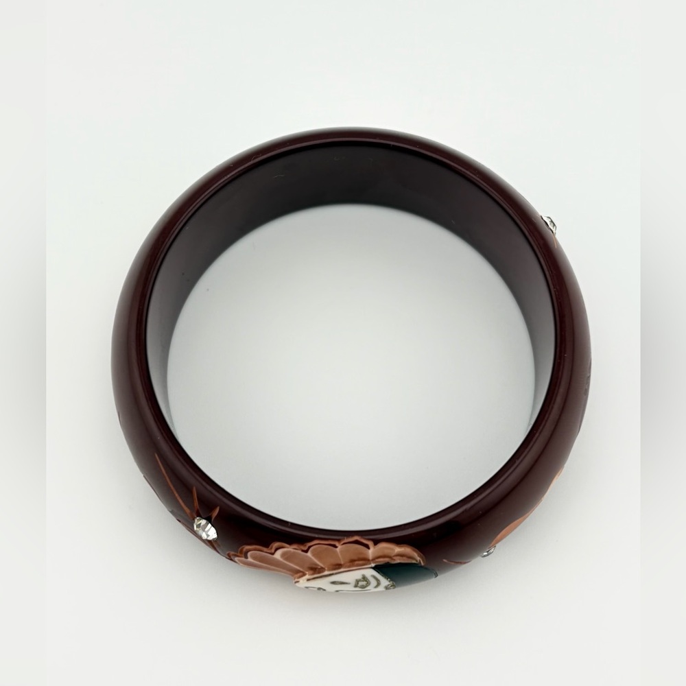 Vintage Bakelite Eggplant Galalith Bangle 
Pierrot Design Art Deco French - Picture 7 of 8